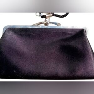 Vintage-style small purse or clutch, Black Satin Feel